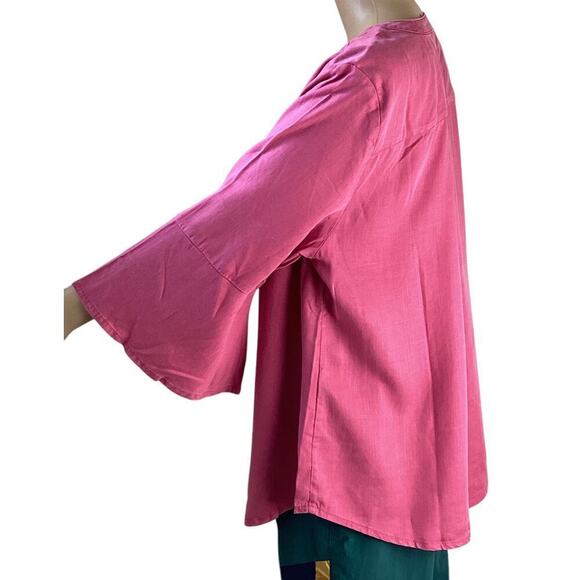 Chicos denim pullover bell 3/4 sleeve top size 2 pink - Picture 2 of 4